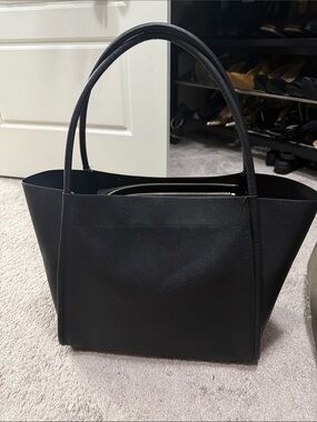 Classic Black Tote Bag with Zip Pouch